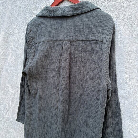 Nomad The Label Midi Dress Womens 16 Valentina Linen Blend Charcoal Button-Down - Picture 6 of 10